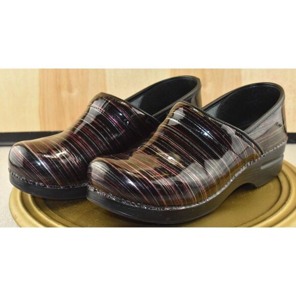 Dansko Shoes - Dansko Clog Women EU 40 US 10 Patent Leather Stripe Professional Slip On -Flaws-